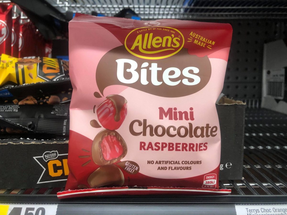 Allens bites mini chocolate raspberries 2021