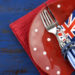 knife and fork and australian flag on a plate