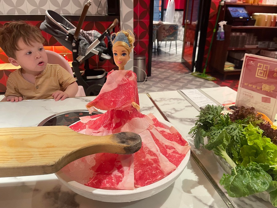 Charlie with meat dress barbie spice world hotpot