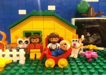 Duplo Lego baby announcement photo idea