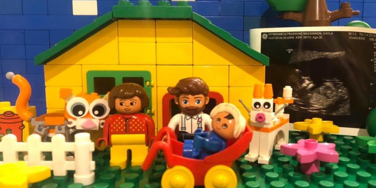 Duplo Lego baby announcement photo idea