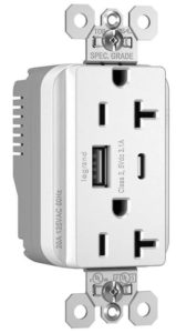 Power outlet with integrated USB ports