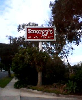 Smorgys all you can eat sign