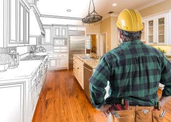 builder looking at kitchen concept