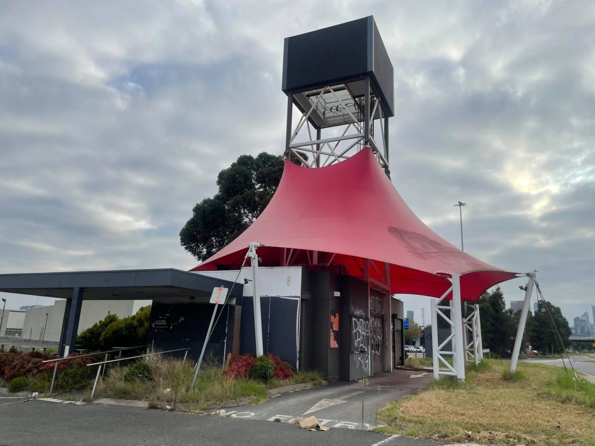 abandoned drive thru only kfc melbourne close up