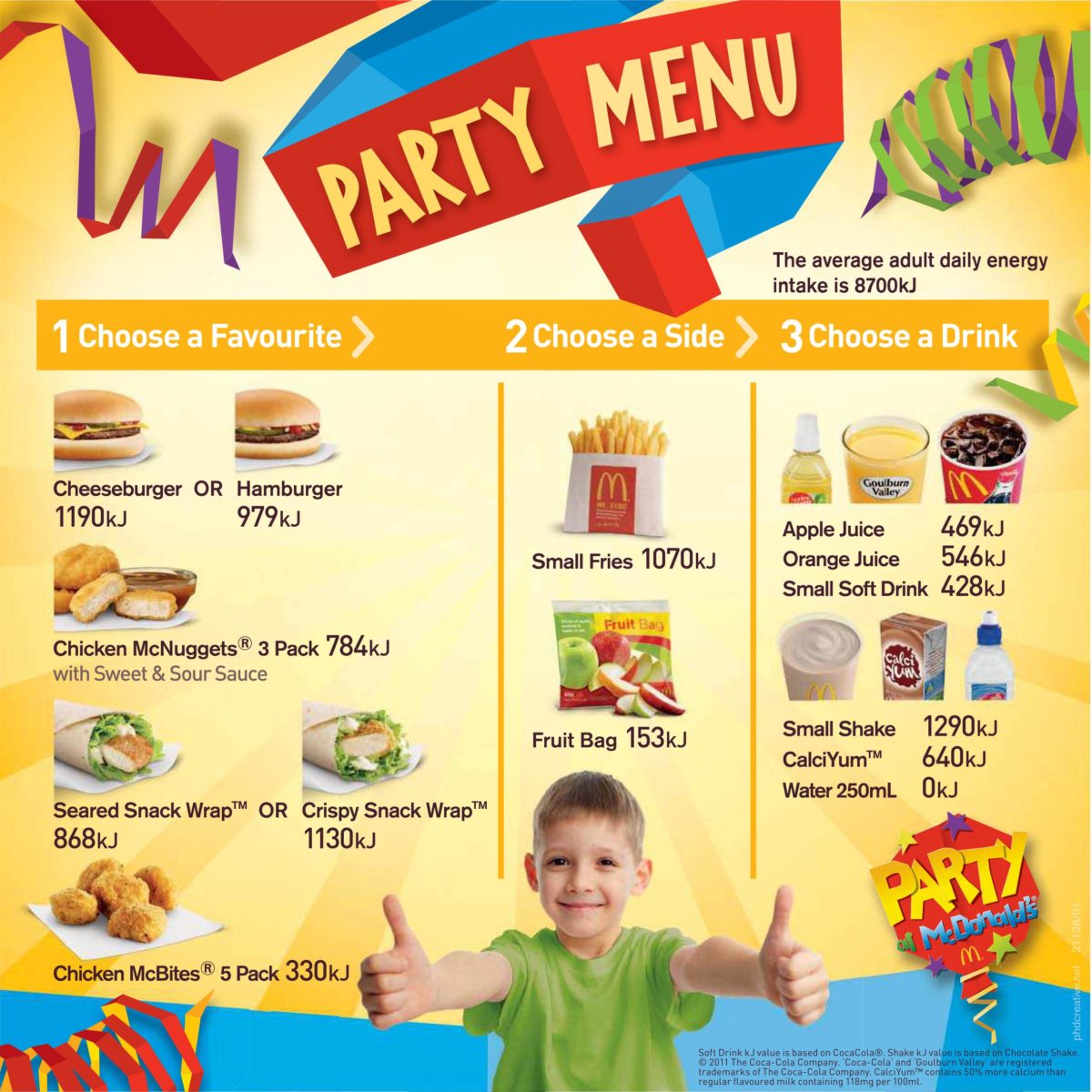 australian mcdonalds birthday party menu 2011