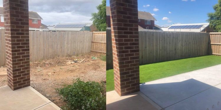 backyard fake grass renovation banner