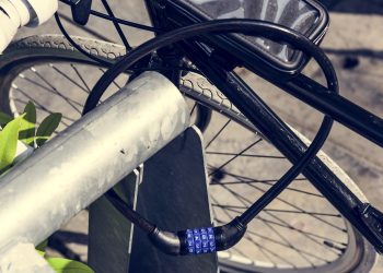 Metal lock on a bike wheel