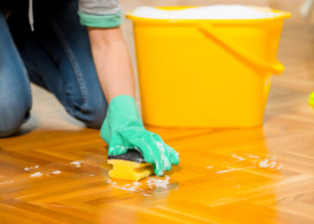 cleaning kitchen floor without a mop