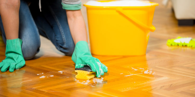 cleaning kitchen floor without a mop