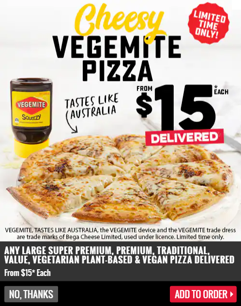 dominos cheesy vegemite pizza deal
