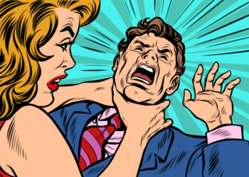 Pop art - woman strangling man