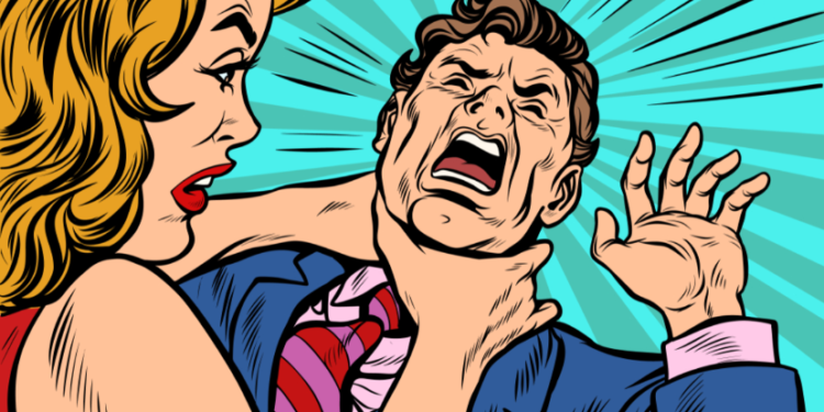 Pop art - woman strangling man