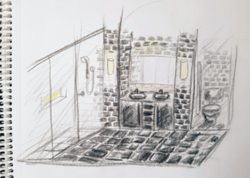 drawing of a bathroom