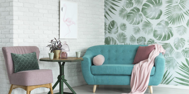 featured wall with wallpaper