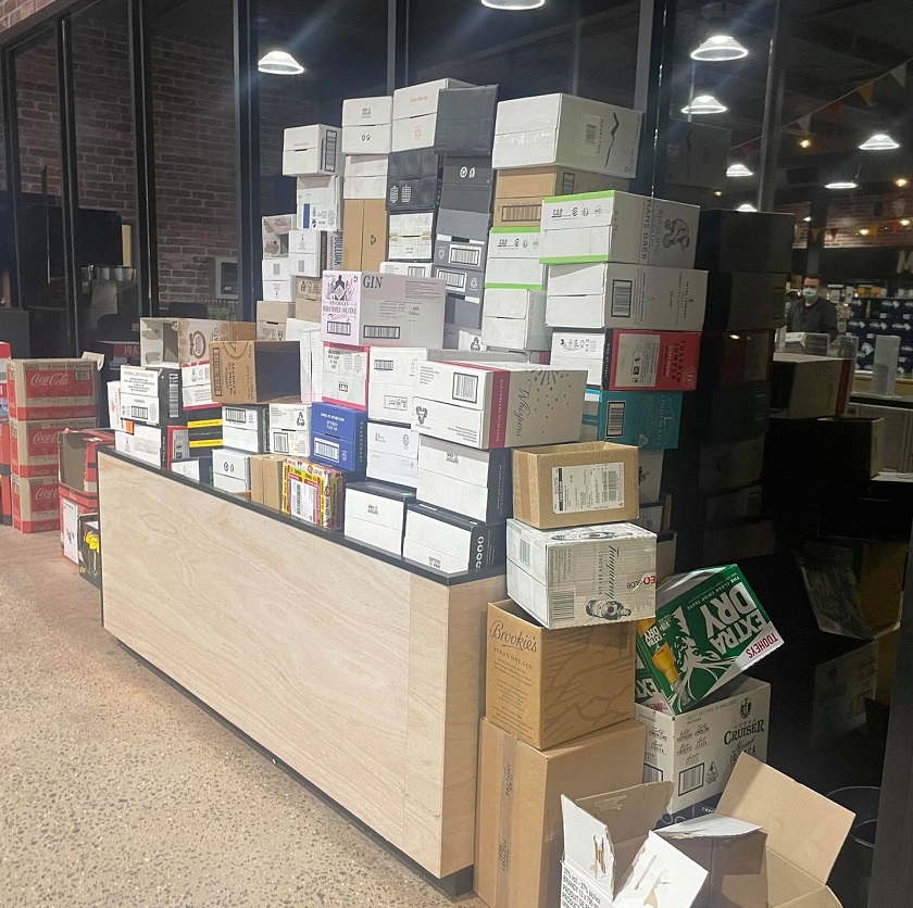 free moving boxes at liquorland warehouse