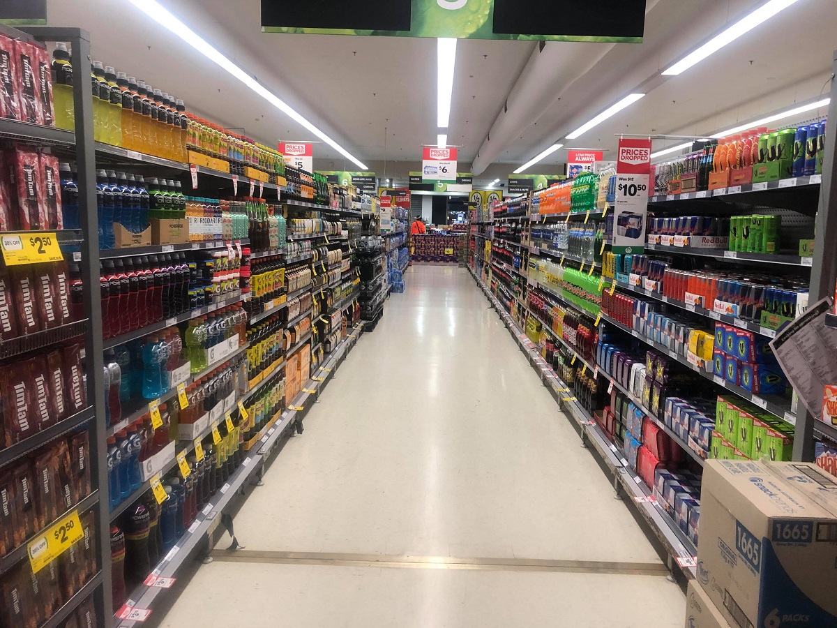 fully stocked shelves at woolworths