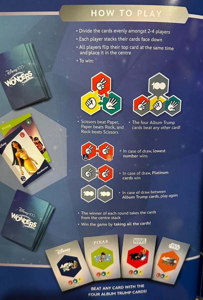 how to play disney 100 wonders woolworths card game