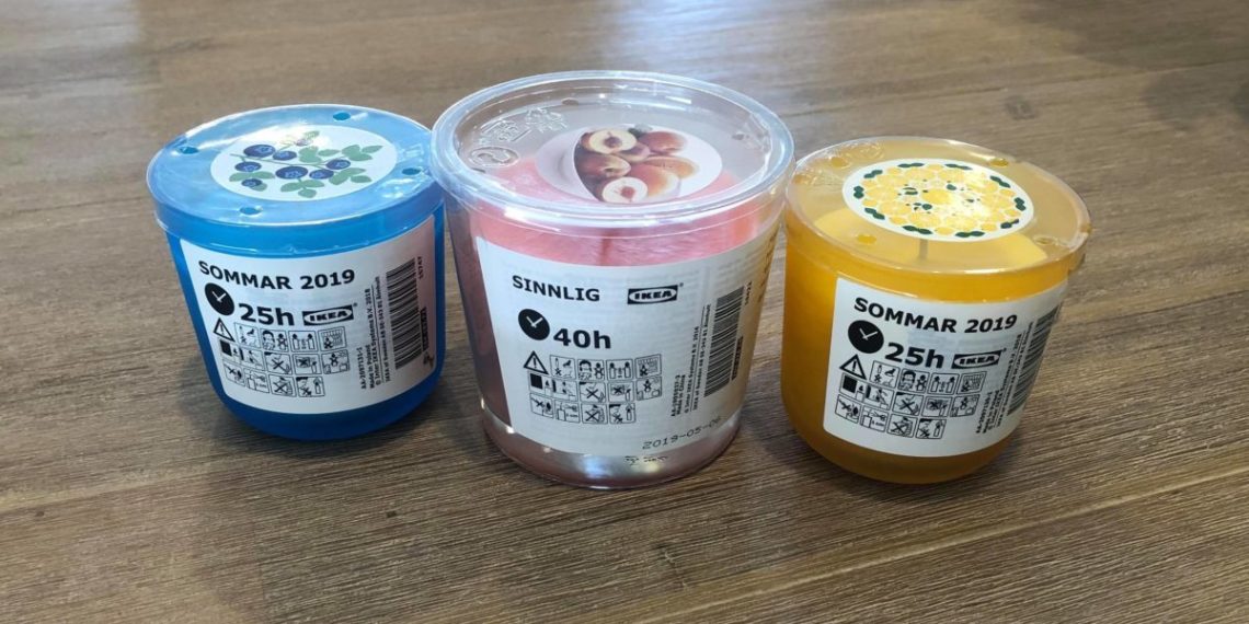blueberry, orange and peach, lemon candles at ikea