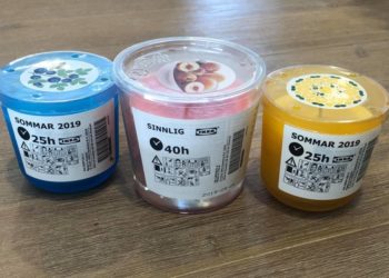blueberry, orange and peach, lemon candles at ikea