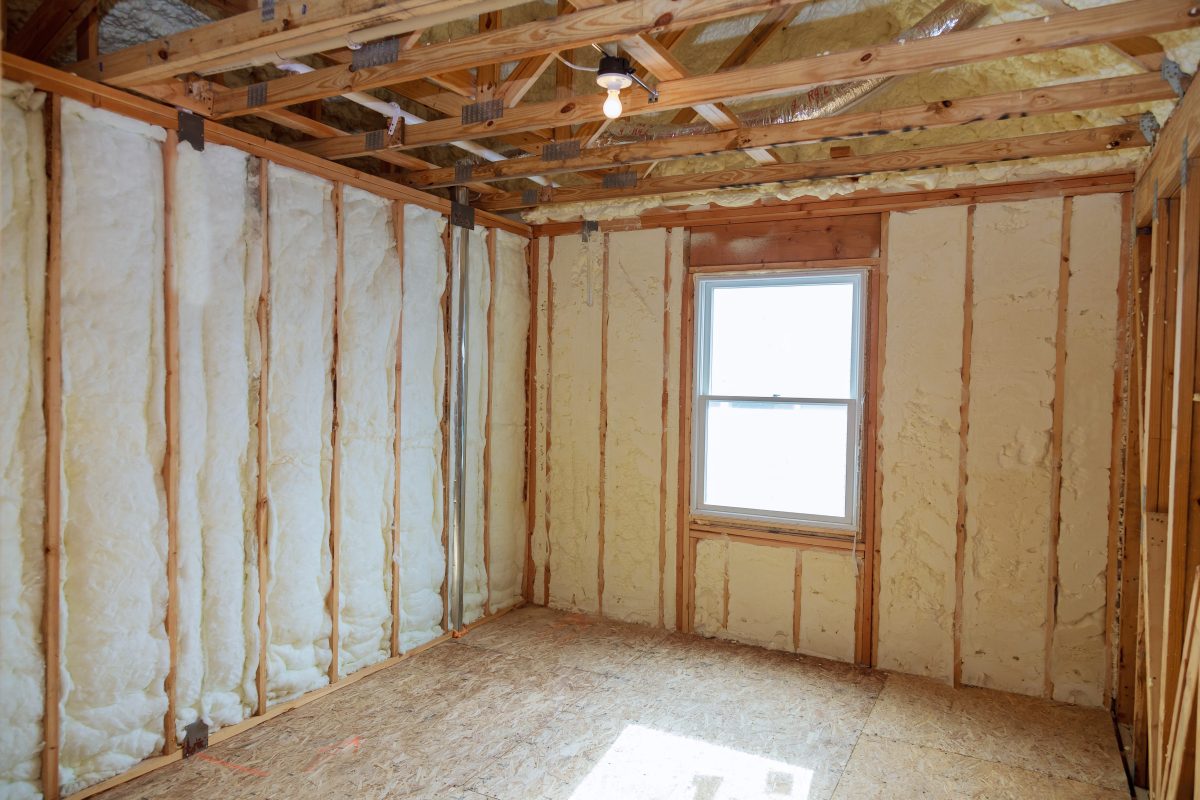 Insulation of attic with fiberglass cold barrier and insulation material thermal insulation attic