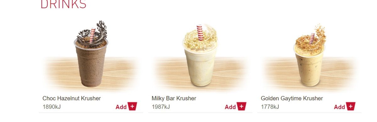 kfc krusher drink flavours milky bar