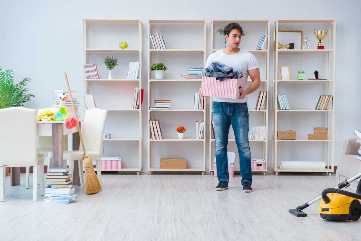 Man doing cleaning at home