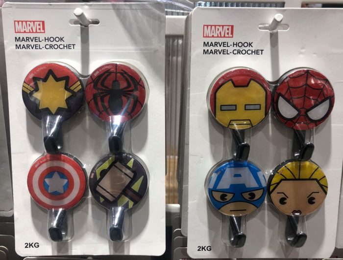 marvel x miniso hook sets featuring captain america, iron man, spiderman, captain marvel