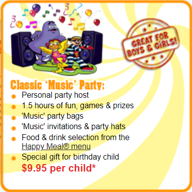 mcdonalds classic music birthday party