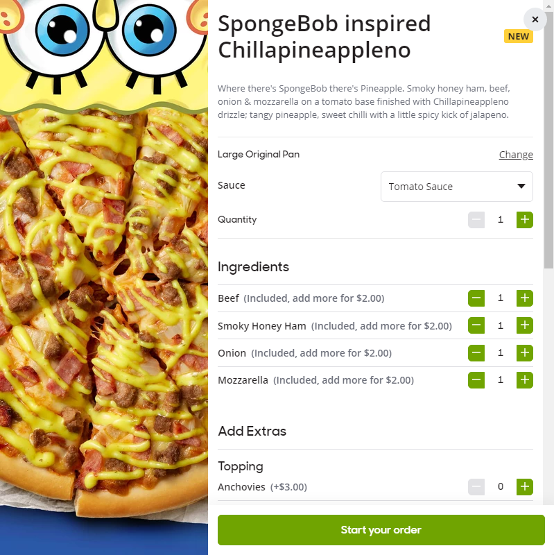 pizza hut spongebob chillapineappleno