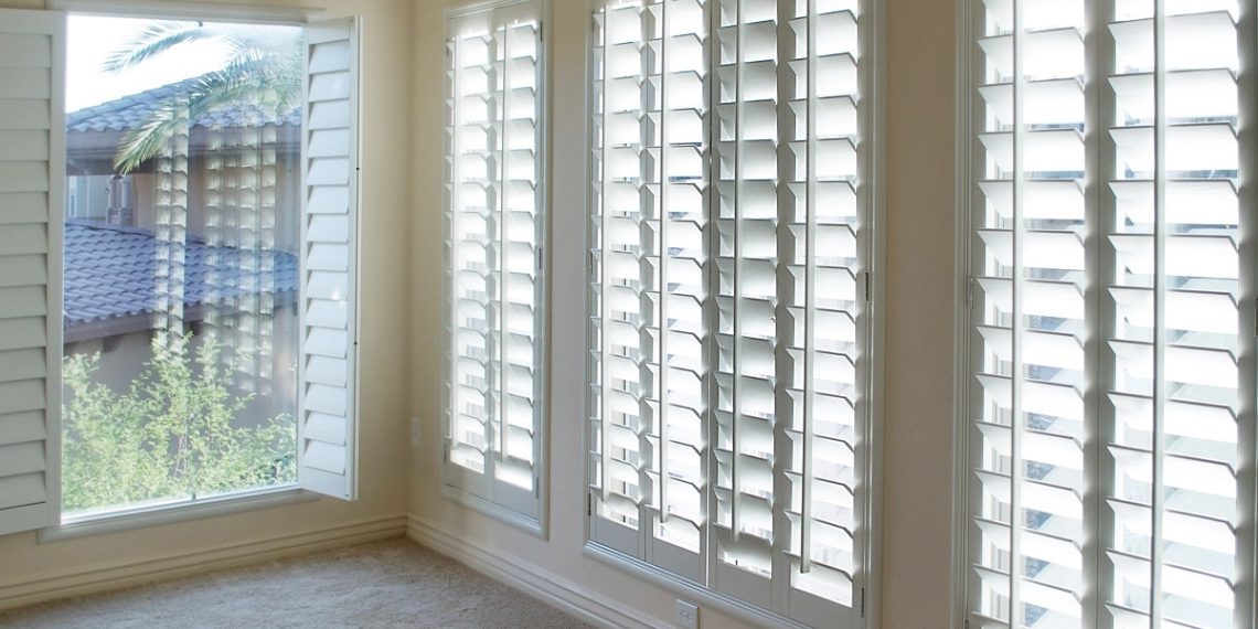 White style wood Shutters for luxury Interior Design in condo.