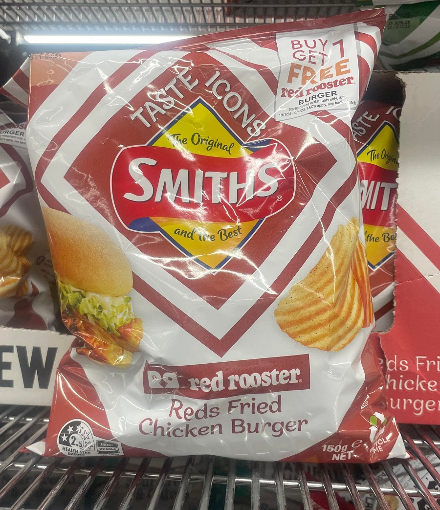 red rooster reds fried chicken burger smiths chips