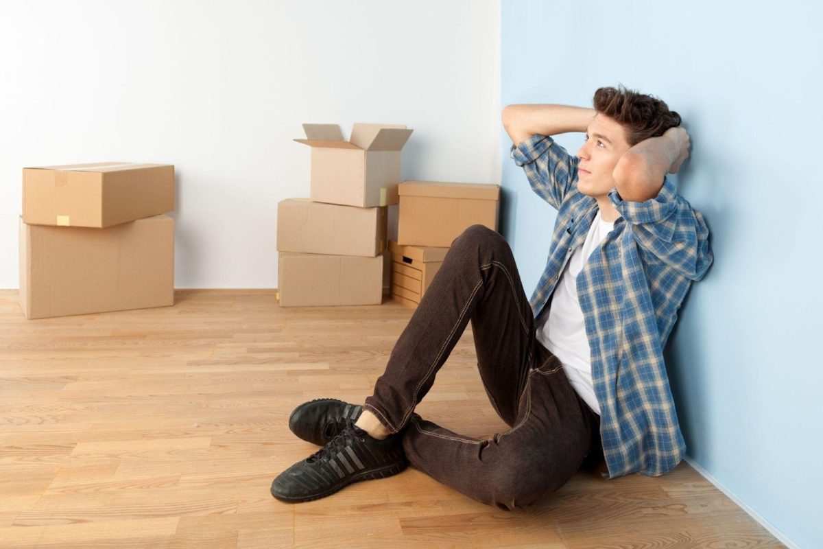 relaxed man in new house