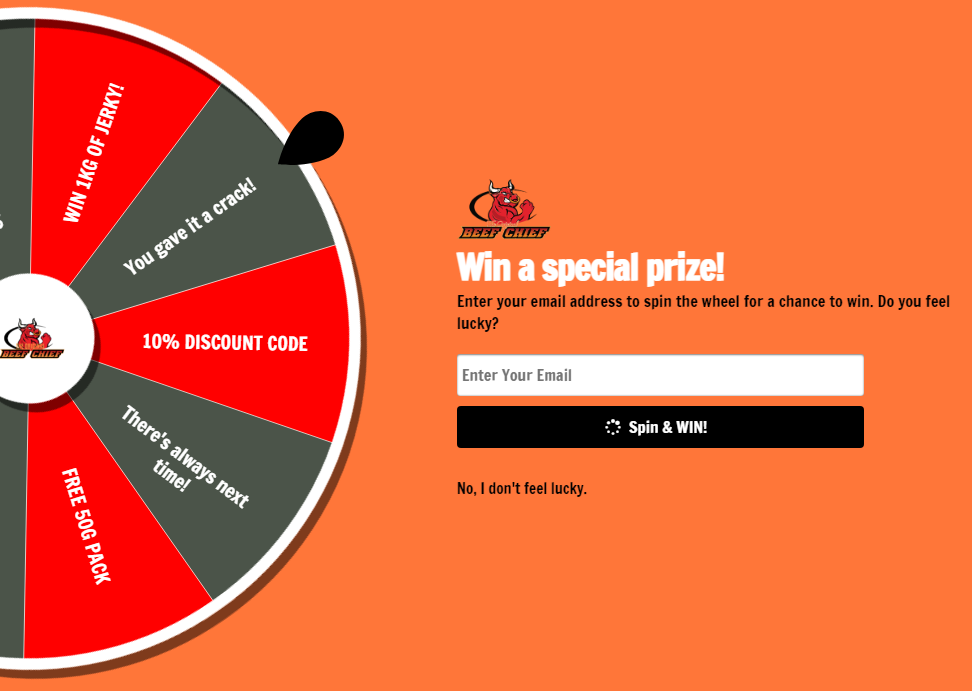 the original beef chief spin prize discount code