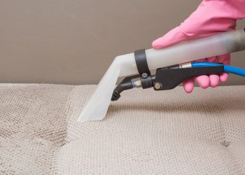 Sofa chemical cleaning with professionally extraction method. Ha