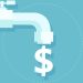 Vector of money dollar sign flowing from faucet