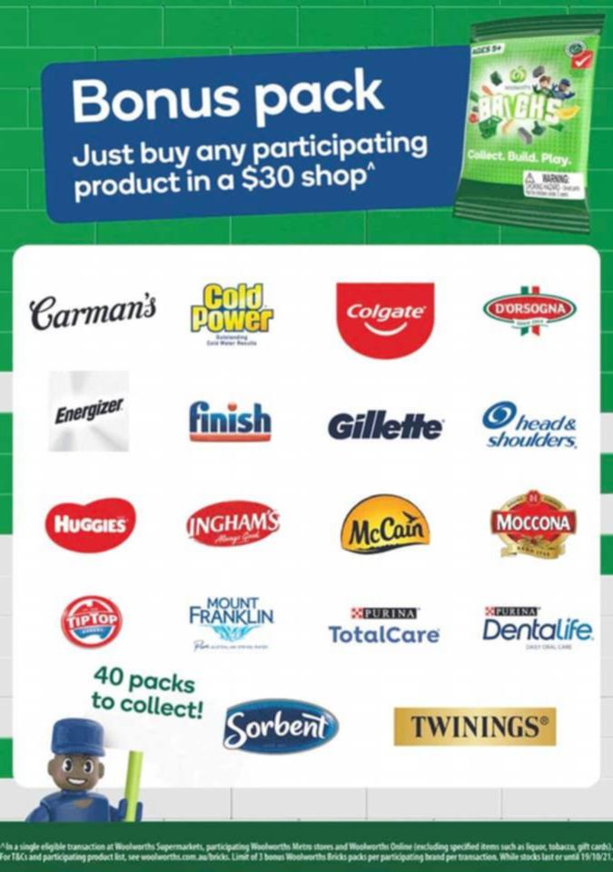 woolworths bricks bonus pack brands